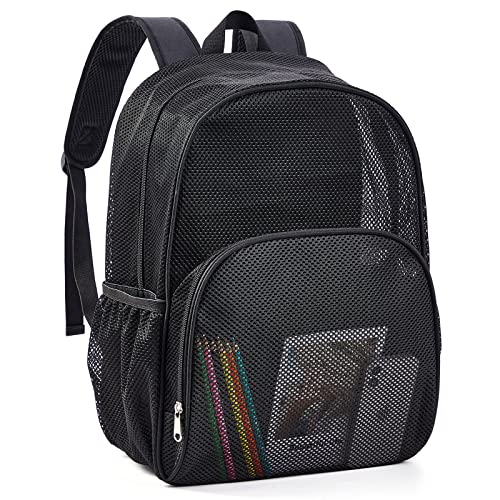COVAX Mesh Backpack for School, Heavy Duty Mesh Bookbag, Semi-Transparent Back Pack for Beach, Swimming, Sports, Work, Travel - Image 1