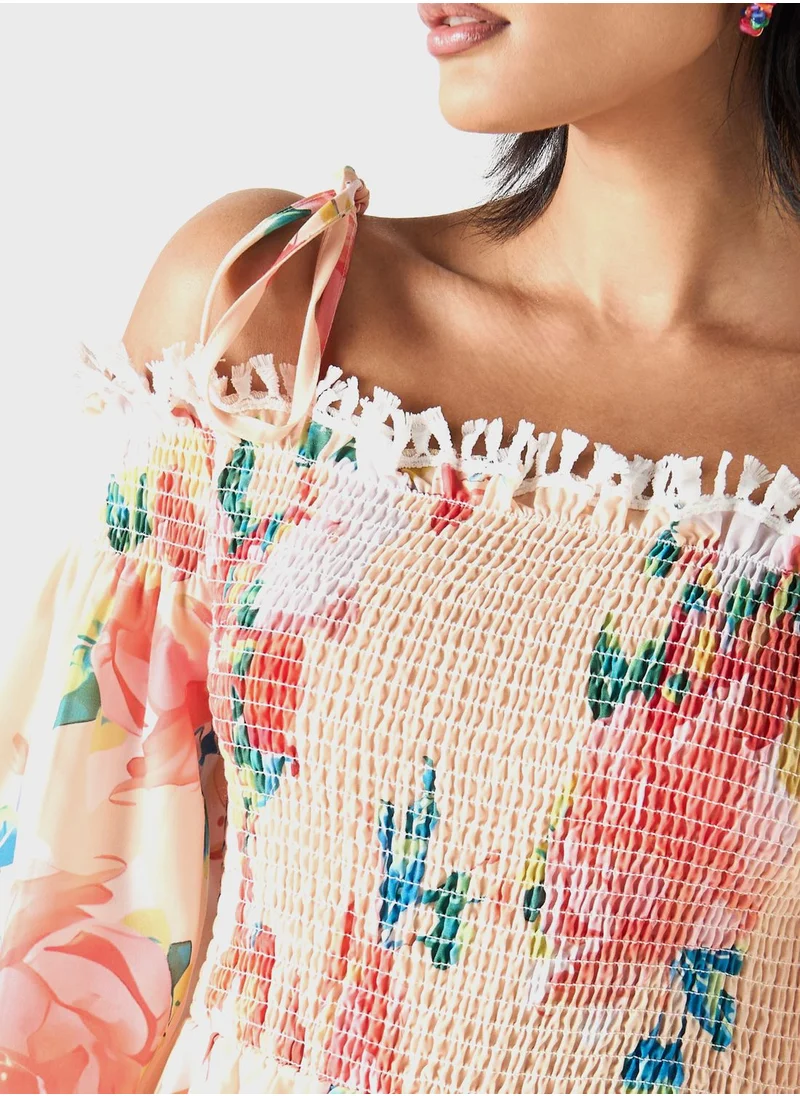 2Xtremz Floral Print Tiered Dress