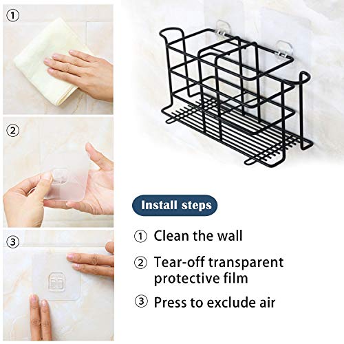 ADTALA Upgraded Toothbrush Holder, Wall Mounted Holder Toothpaste Holder Stand Bathroom Storage Organizer Rack - Stainless Steel (Black) - Image 2