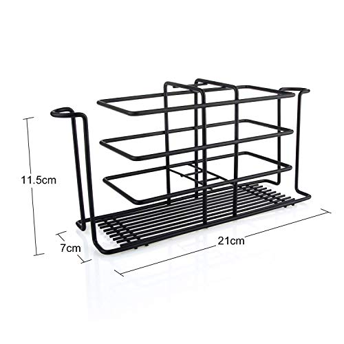 ADTALA Upgraded Toothbrush Holder, Wall Mounted Holder Toothpaste Holder Stand Bathroom Storage Organizer Rack - Stainless Steel (Black) - Image 3