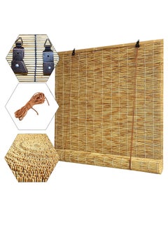 LINGWEI Outdoor Window Blinds Bamboo Roller Blinds Natural Wooden Blinds Bamboo Blinds Hanging Window Bamboo Curtain Roll Up Shades Reed Curtain  - Image 3