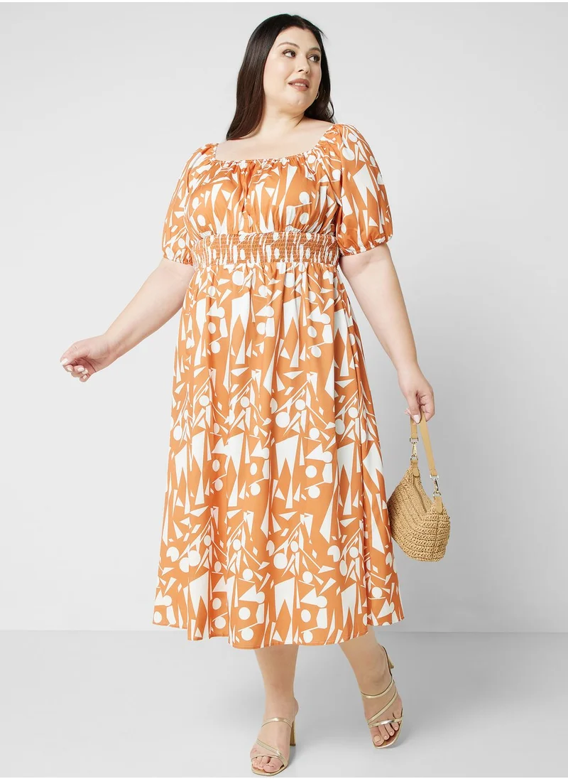 Ginger Plus Printed Fit & Flare Dress