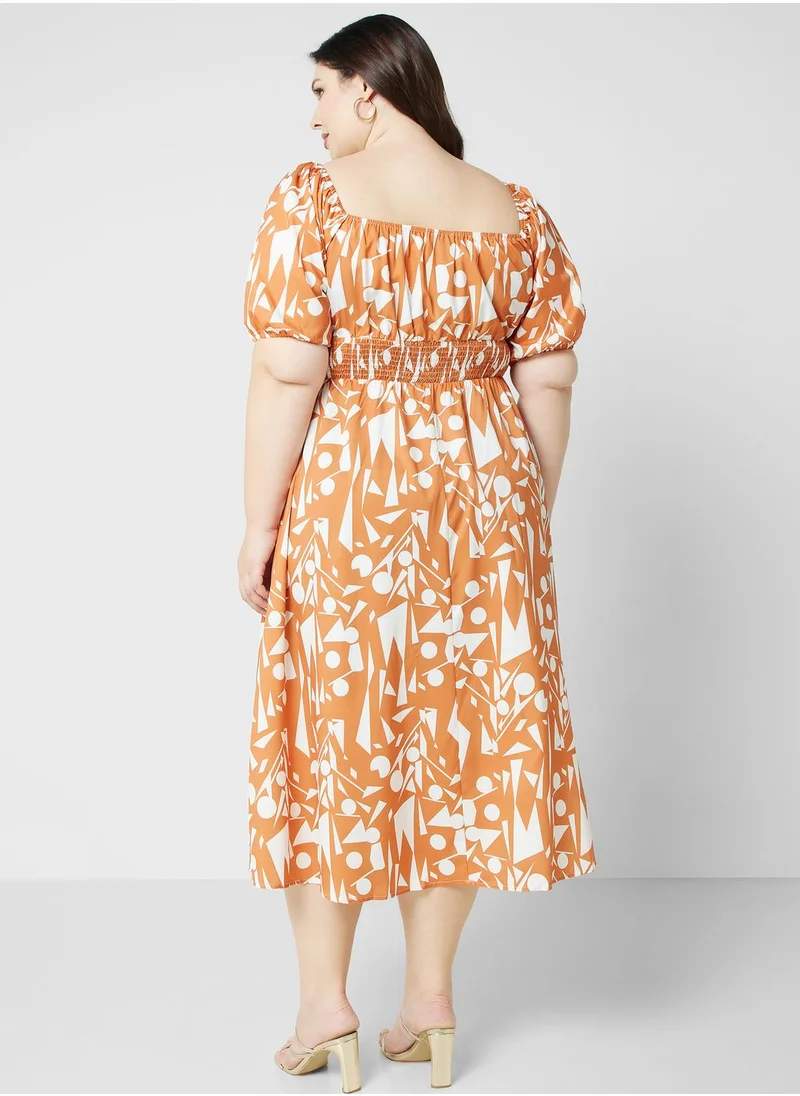 Ginger Plus Printed Fit & Flare Dress