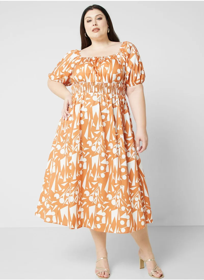 Ginger Plus Printed Fit & Flare Dress