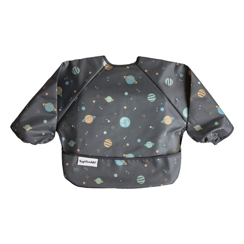 Tiny Twinkle Long Sleeve Bib for Babies & Toddlers - Waterproof Smock Bib for Eating - Machine Washable & Mess-Proof, Baby Feeding Essential & Shower Must-Have(Space, 6-24M) - Image 1