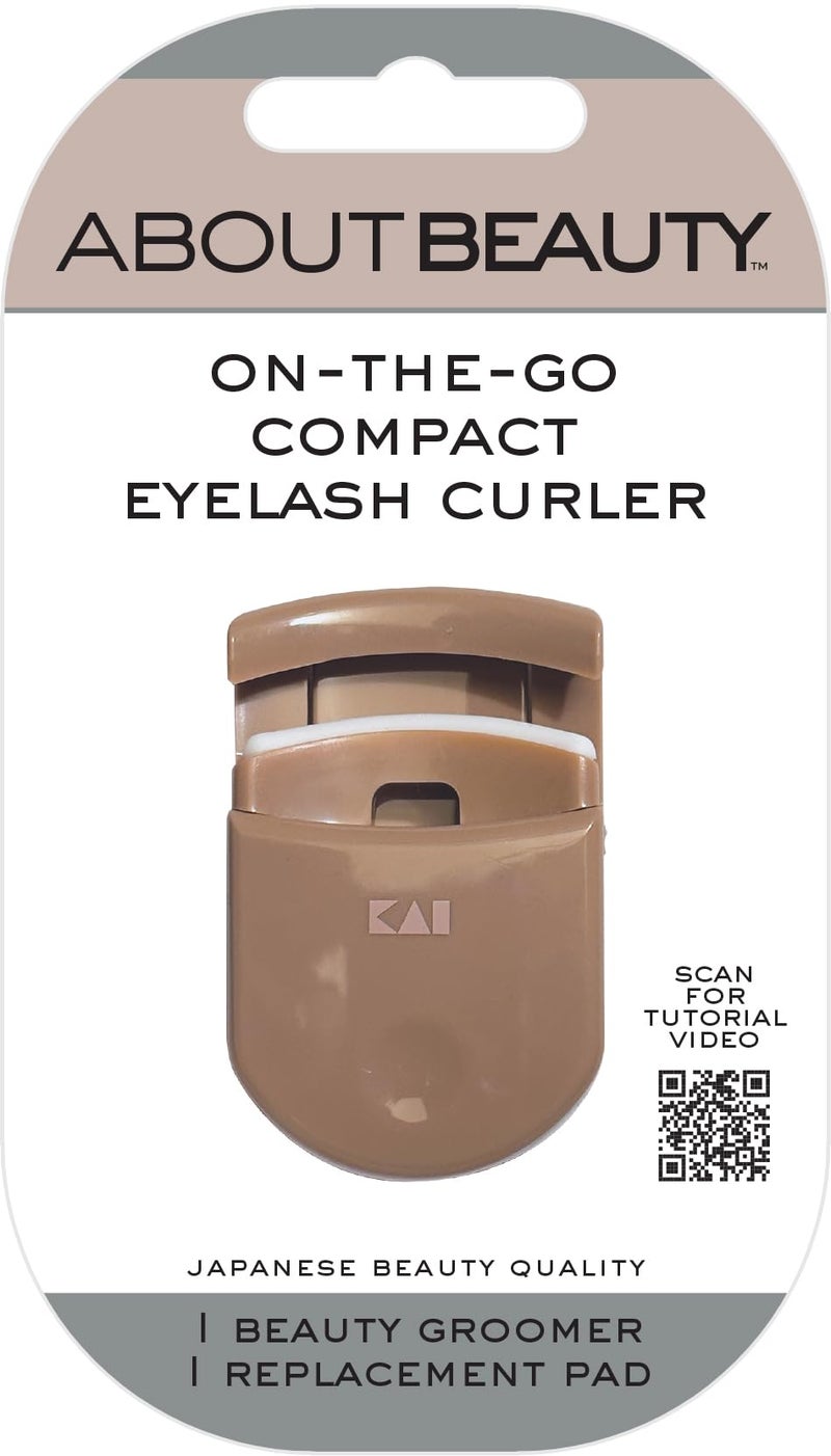About Beauty On-The-Go Compact Eyelash Curler, Includes 1 Replacement Pad, Portable Lash Curler Perfect for Travel Makeup, Ergonomic Design is Gentle on Lashes - Image 1