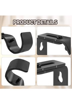 Oasisgalore 6-Pack Adjustable Curtain Rod Brackets for 1-Inch Rods: Heavy-Duty Wall Mount Holders with Screws, Black.  - Image 2