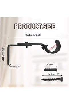 Oasisgalore 6-Pack Adjustable Curtain Rod Brackets for 1-Inch Rods: Heavy-Duty Wall Mount Holders with Screws, Black.  - Image 3