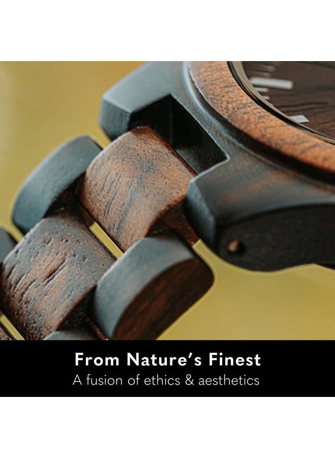 Treehut Men's Walnut and Ebony Wooden Watch with All Wood Strap Quartz Analog. - Image 3