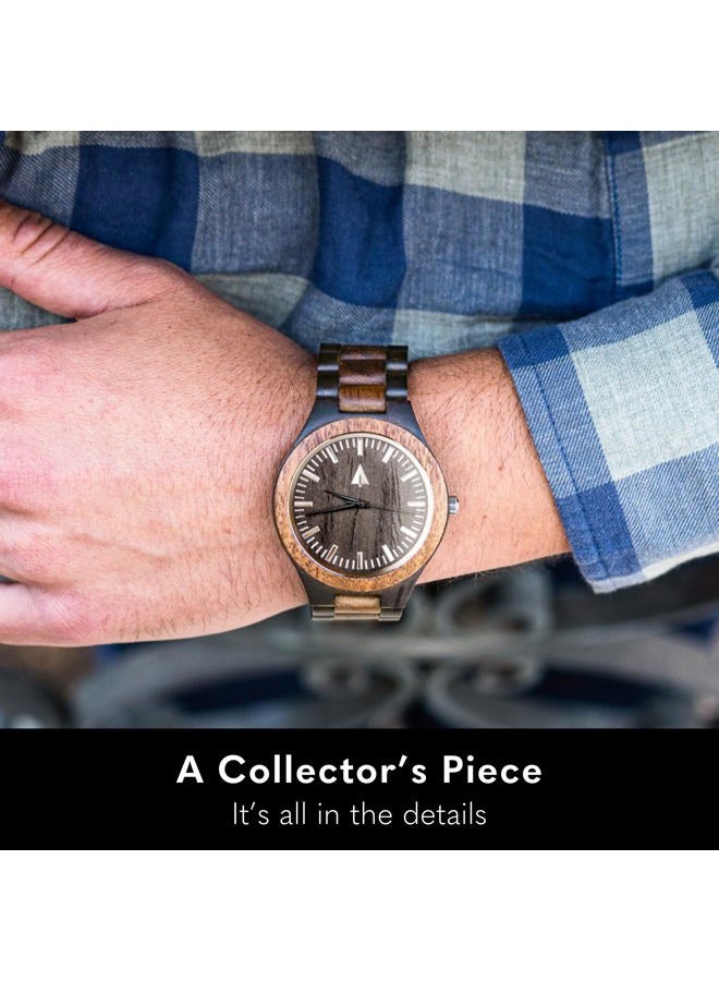 Treehut Men's Walnut and Ebony Wooden Watch with All Wood Strap Quartz Analog. - Image 2