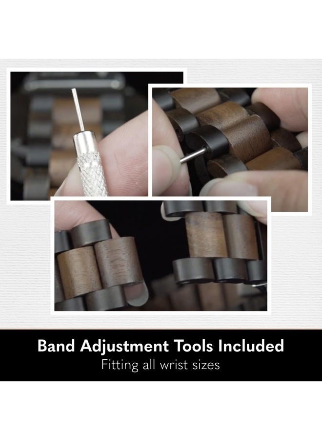 Treehut Men's Walnut and Ebony Wooden Watch with All Wood Strap Quartz Analog. - Image 5