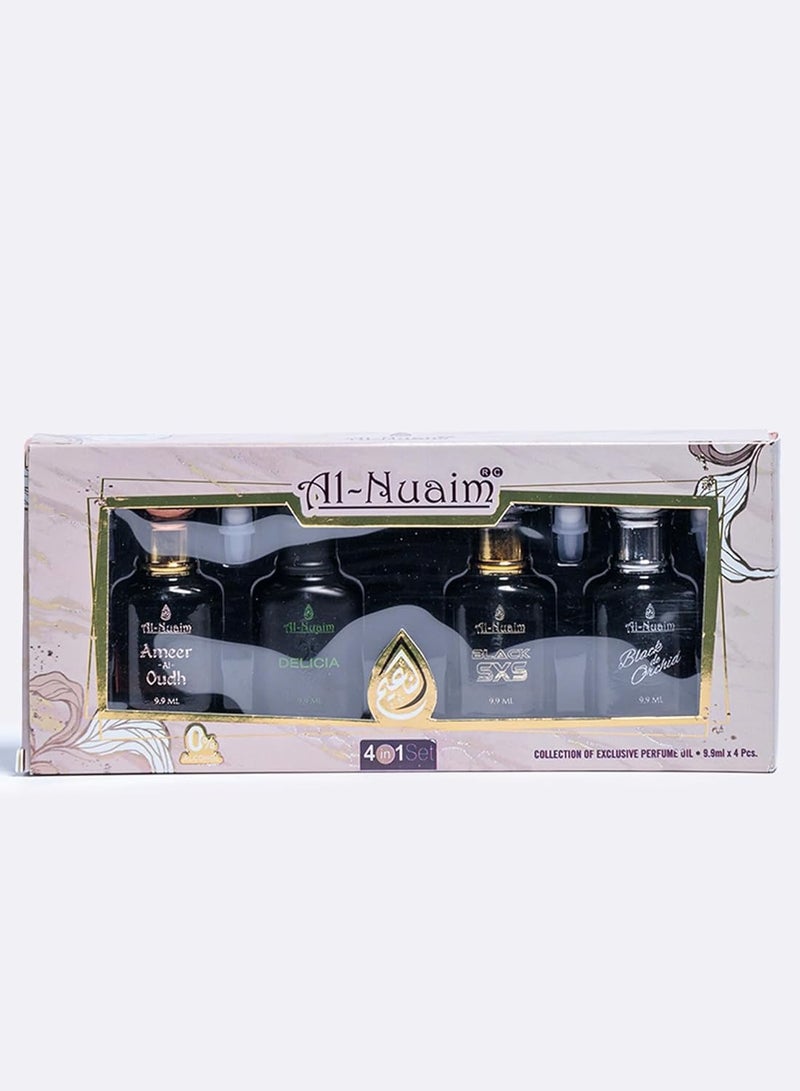 Al Nuaim Al Nuaim Ameer Al Oudh | Black Orchid | Black SXS | Delicia Attars | 9.9ml x 4 | Exquisite Floral and Spicy Fragrance | Concentrated Perfume Oil  - Image 3