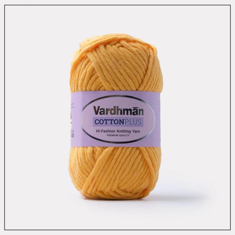 NTGS Vardhman Cotton Plus Hi Fashion Premium 16ply Hand Knitting Yarn Wool I Crochet Hook Needle Thread 500 gm1ball 100 Gram Each YellowShade no12 - Image 1