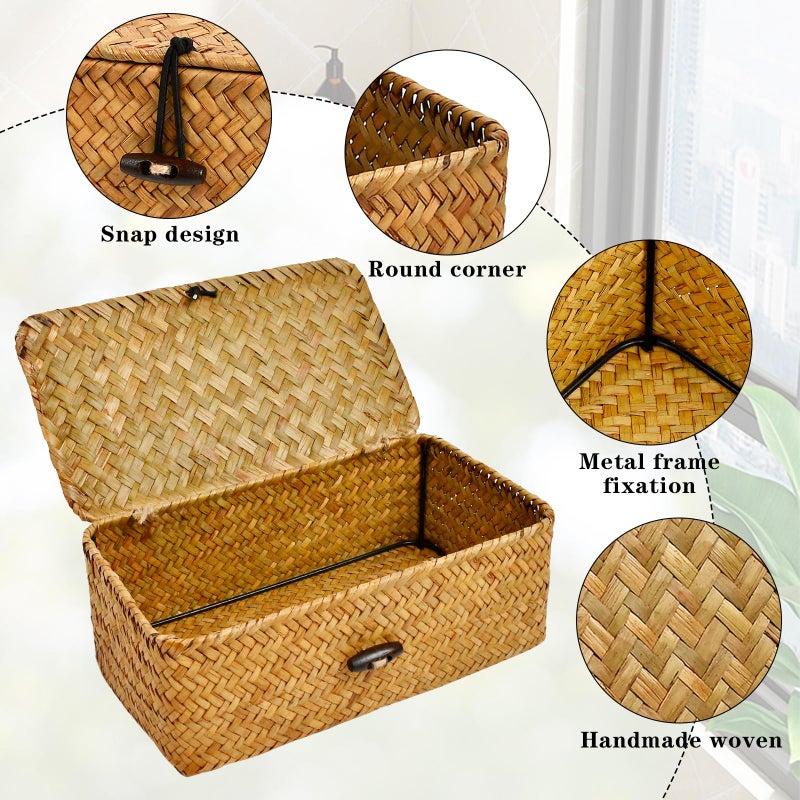SULICRE Dryer Sheet Holder, Woven Seagrass Dryer Sheet Container with Lid, Farmhouse Dryer Sheet Box Decor, Dryer Balls Dispenser for Laundry Room Organization and Storage-Natural Color - Image 3