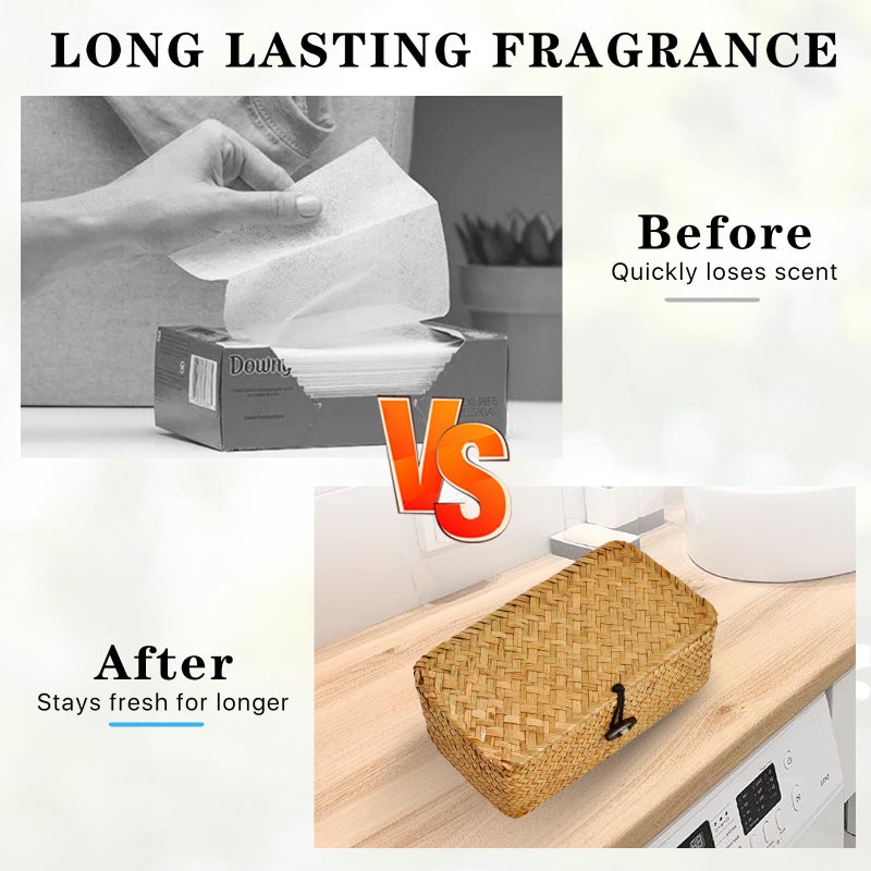 SULICRE Dryer Sheet Holder, Woven Seagrass Dryer Sheet Container with Lid, Farmhouse Dryer Sheet Box Decor, Dryer Balls Dispenser for Laundry Room Organization and Storage-Natural Color - Image 5