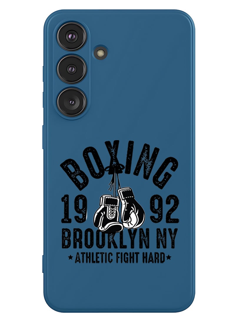 Theodor Protective Slim Fit Case Liquid Silicone Cover with Full Body Protection Anti-Scratch Shockproof Case For Samsung Galaxy S25 (Blue) - Boxing Brooklyn - Black - Image 1