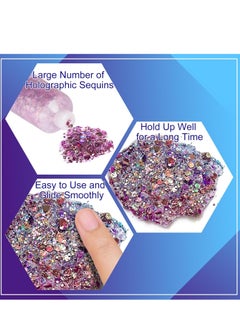 MEICOLY MEICOLY Chameleon Purple Face Body Glitter,Mardi Gras Outfit for Women,Mardi Gras Accessories,Chunky Glitter Face Paint,Color Changing Mermaid Face Glitter,Festival Glitter Makeup for Face Body Hair  - Image 2