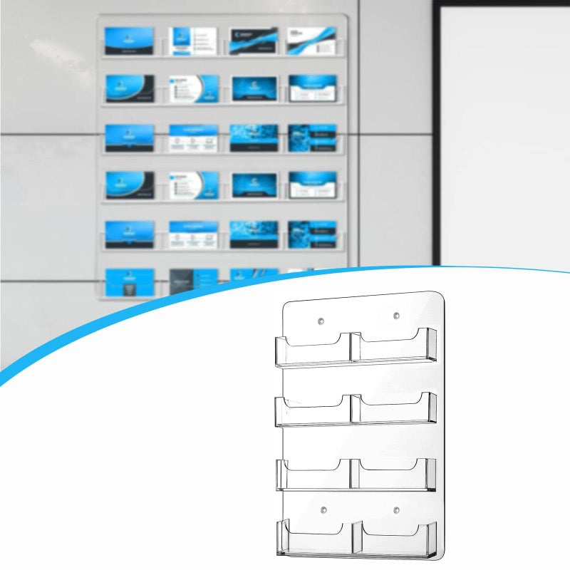 Clear Acrylic Wall Mount Business Card Holder With 16 Pockets Brochure Display Stand - Image 4
