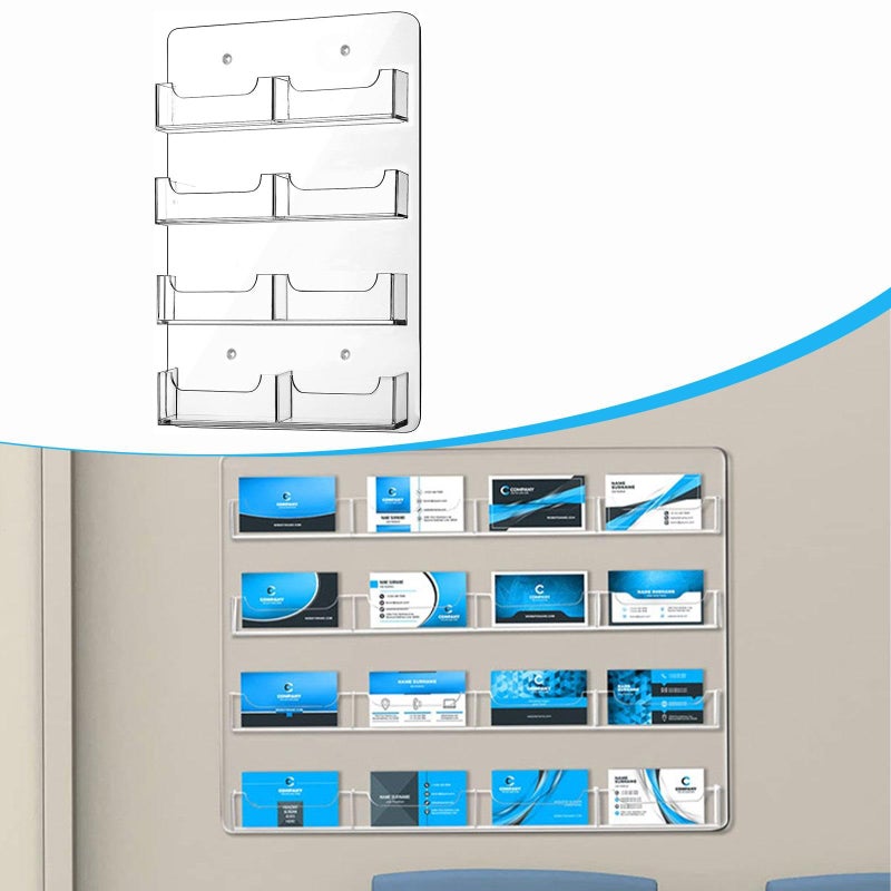 Clear Acrylic Wall Mount Business Card Holder With 16 Pockets Brochure Display Stand - Image 5