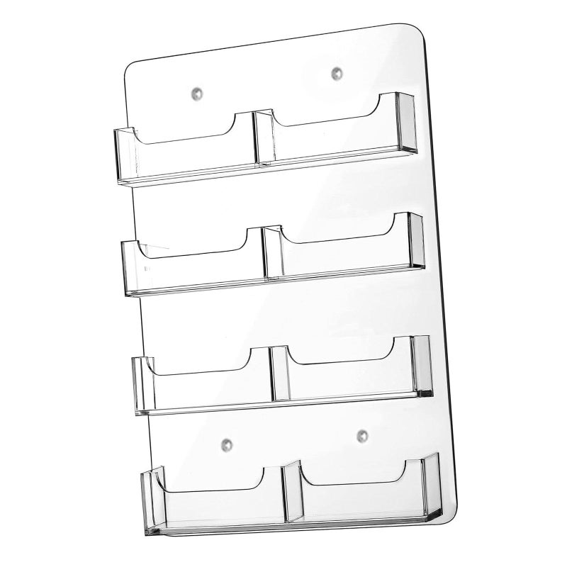 Clear Acrylic Wall Mount Business Card Holder With 16 Pockets Brochure Display Stand - Image 2