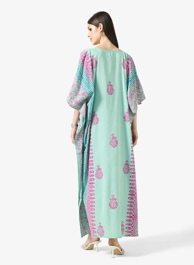 ARABIAN CLOSET Contemporary Printed Statement Kaftan