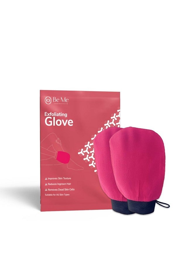 Beme Be Me Exfoliating Glove | Deep Exfoliation & Gentle Scrub | Loofah For Men & Women | Removes Dead Skin & Impurities | Reusable & Quick-Drying for All Skin Types - Hot Pink (Pack of 2) - Image 1