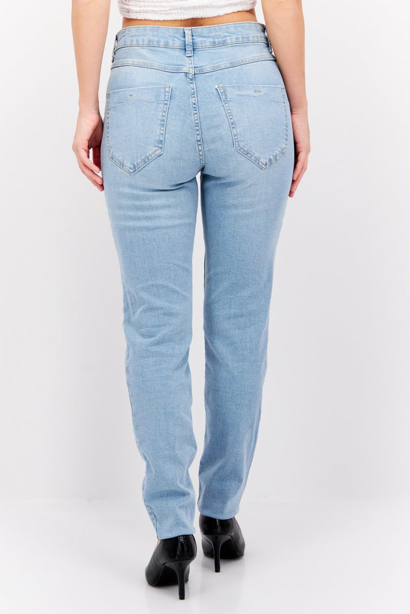 Reserved Women Slim Fit Washed Stretchable Denim Jeans, Blue - Image 4