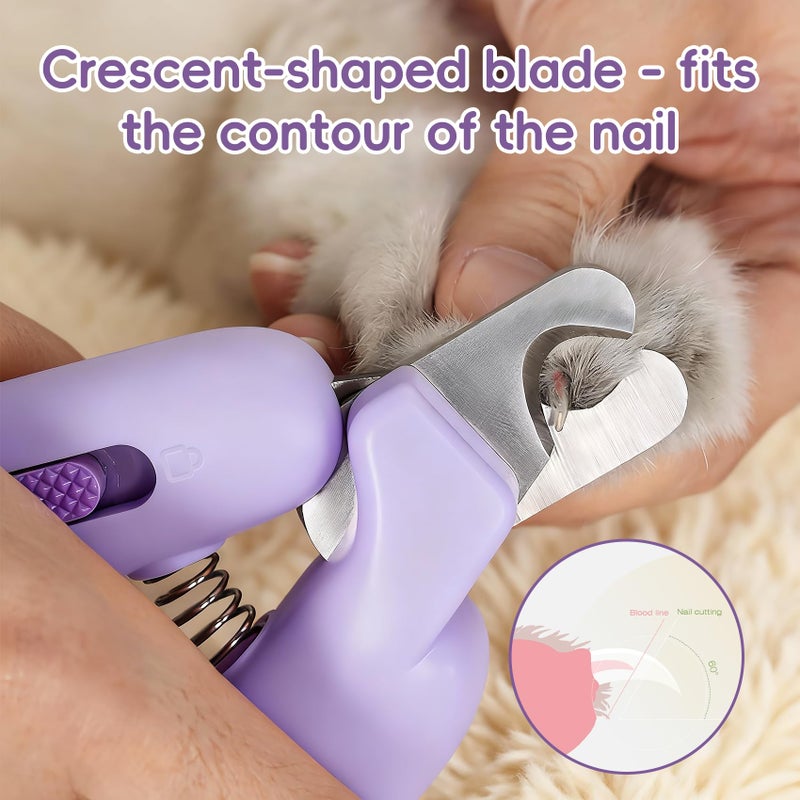 QDCYP Dog Nail Clippers,Dog Nail Trimmers for Small Medium Dogs and Cats - Professional Grooming Tool with Safety Lock, Sharp Stainless Steel Blade Prevents Splittingï¼ŒIncludes Nail File (Purple-mini) - Image 4