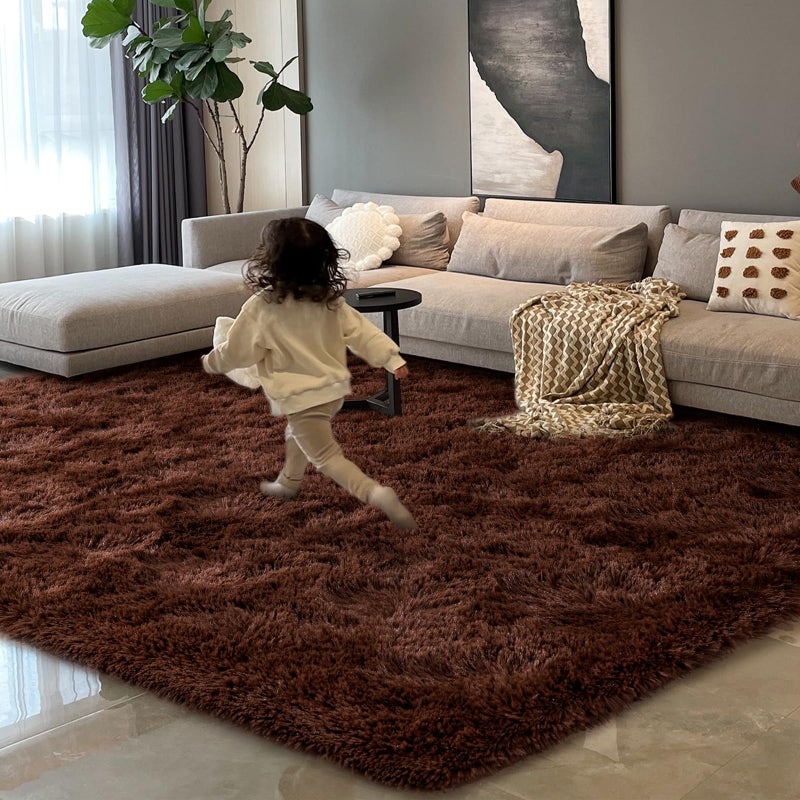 HOMORE Brown Rugs for Living Room 5x8 Feet Fluffy Shag Area Rug for Bedroom Super Soft Coffee Rugs for Room Decor Cute Carpets for Kids Nursery Girls Home Dorm Decor