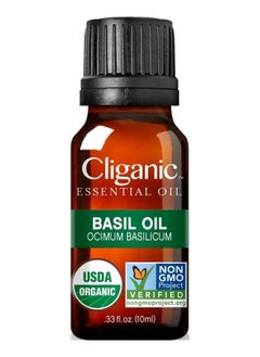 Cliganic Organic Basil Essential Oil 10ml, 100% Pure Natural Undiluted, For Aromatherapy, Non-GMO Verified  - Image 1