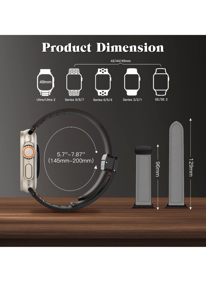 Strap for Apple watch band 45mm 44mm 42mm Ultra 49mm Leather+Silicone bracelet series 9 8 7 6 5 SE