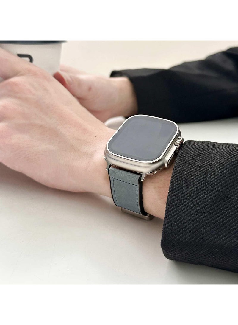 Strap for Apple watch band 45mm 44mm 42mm Ultra 49mm Leather+Silicone bracelet series 9 8 7 6 5 SE