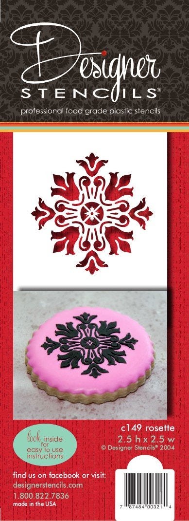 Designer Stencils Single Rosette Medallion Cake Stencil Beigesemitransparent