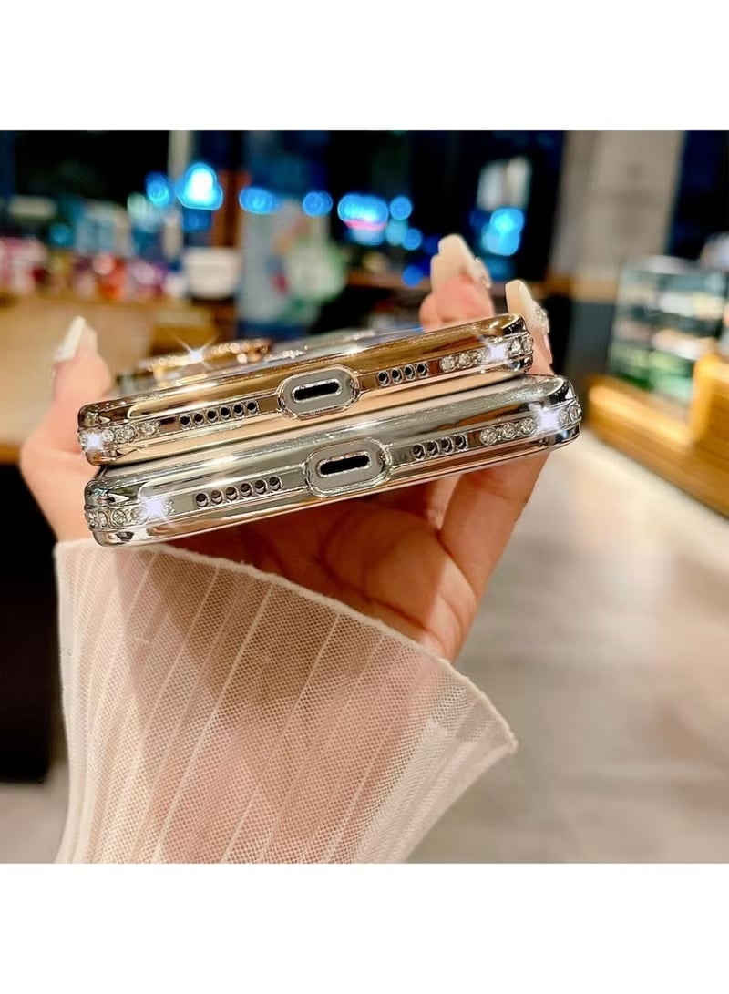 بولوز المغناطيسية واضحة جليتر الحالة لآيفون 17 برو ماكس، [متوافق مع MagSafe] لطيف بلينج الماس المتوهج الراينست مع حامي الكاميرا TPU مضاد النساء فتاة الحالة لآيفون 17 برو ماكس، البرتقالي - Image 4