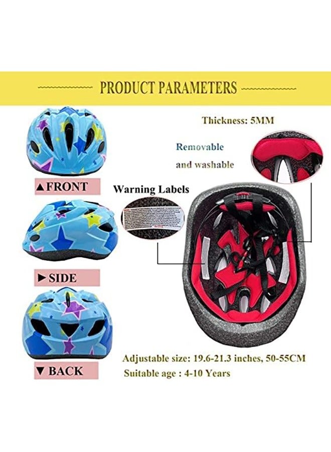 Generic Kids Helmet Adjustable,For Kids Ages 3-7 Years Old,Kids Bike Helmets For Boys And Girls,With Protective Sports Gear Set Knee Elbow Pads Wrist Guards,For Skating Bike Scooters(Blue) - Image 4