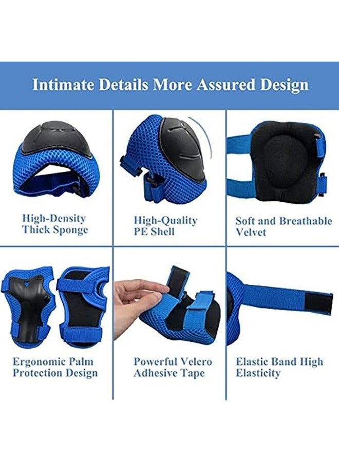 Generic Kids Helmet Adjustable,For Kids Ages 3-7 Years Old,Kids Bike Helmets For Boys And Girls,With Protective Sports Gear Set Knee Elbow Pads Wrist Guards,For Skating Bike Scooters(Blue) - Image 2