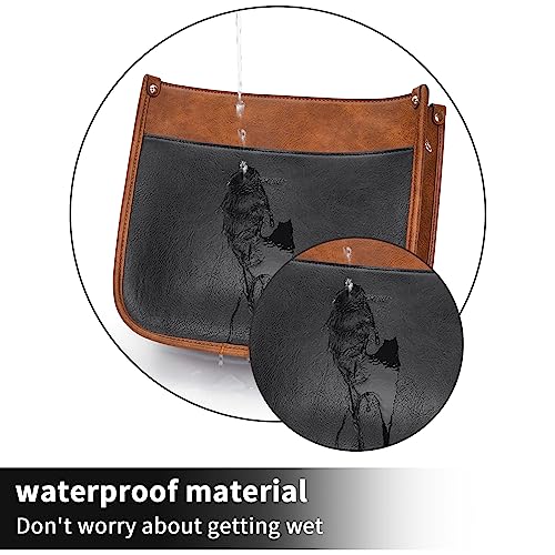 HKCLUF Crossbody Bags for Women Trendy Designer Vegan Leather Hobo Handbags With 2PCS Adjustable Guitar Strap Crossbody Bags(Blackbrown) - Image 5