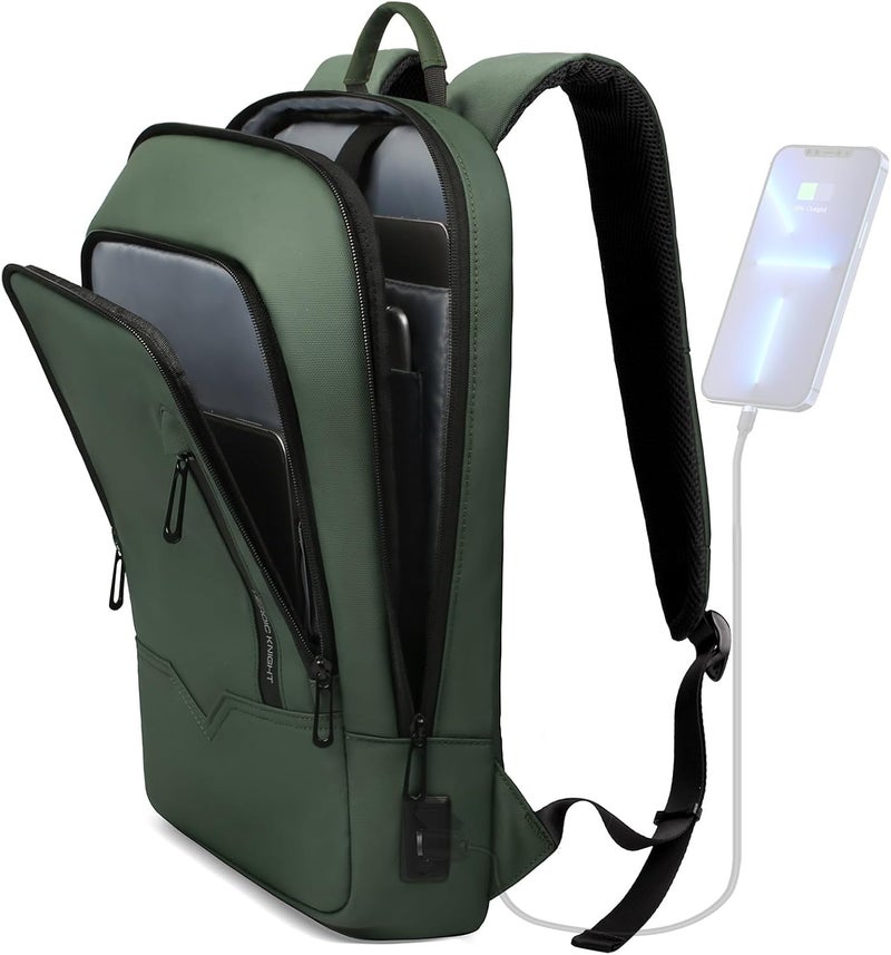 HK Backpack for Men Business Slim Backpack with USB Charger Computer Lightweight Anti-theft Travel - Image 1