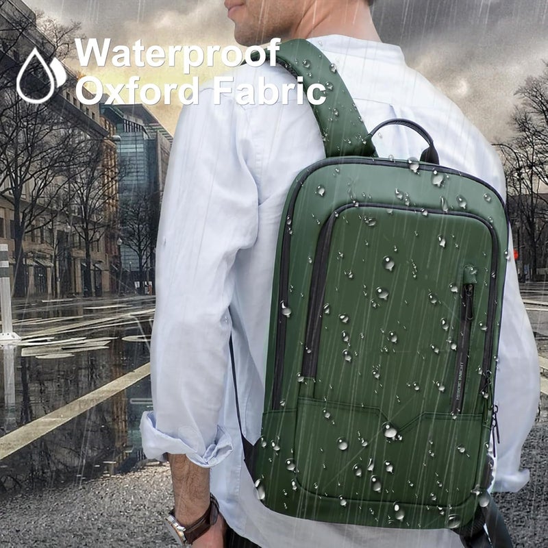 HK Backpack for Men Business Slim Backpack with USB Charger Computer Lightweight Anti-theft Travel - Image 5