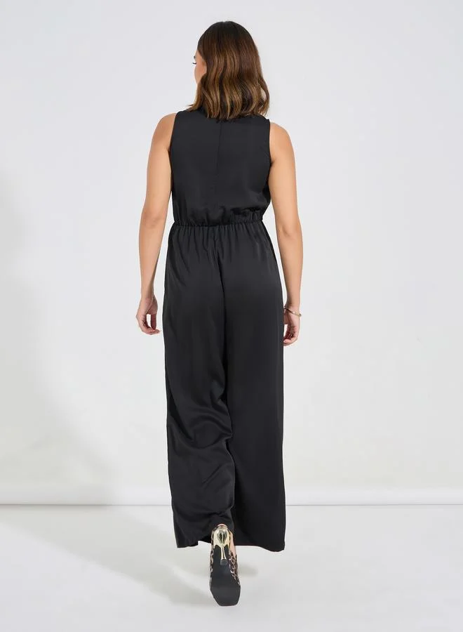 Take Two Solid Sleeveless Wide Leg Jumpsuit by Styli