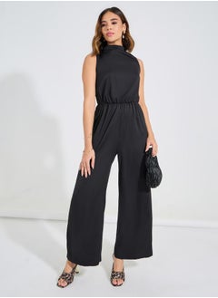Luxewave Solid Sleeveless Wide Leg Jumpsuit by Styli  - Image 1