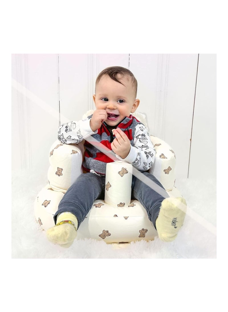 Mink - Baby Inflatable Seat For Babies 3-36 Months, Built In Air Pump Infant Back Support Sofa (Bear Head) - Image 1