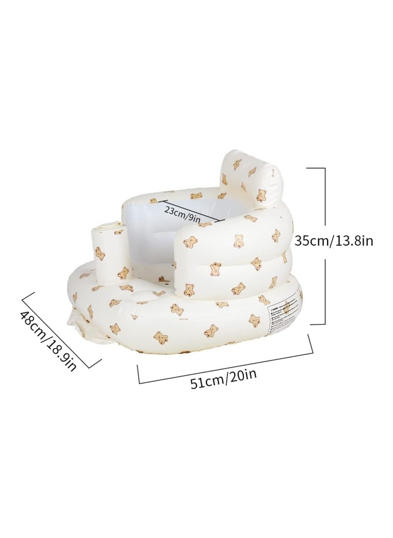 Mink - Baby Inflatable Seat For Babies 3-36 Months, Built In Air Pump Infant Back Support Sofa (Bear Head) - Image 1