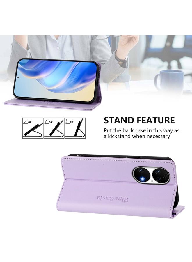 اس-توب جراب هاتف Huawei P50 RC01 من الجلد ثنائي الطي مع خاصية الشفط المغناطيسي بتقنية RFID - Image 4