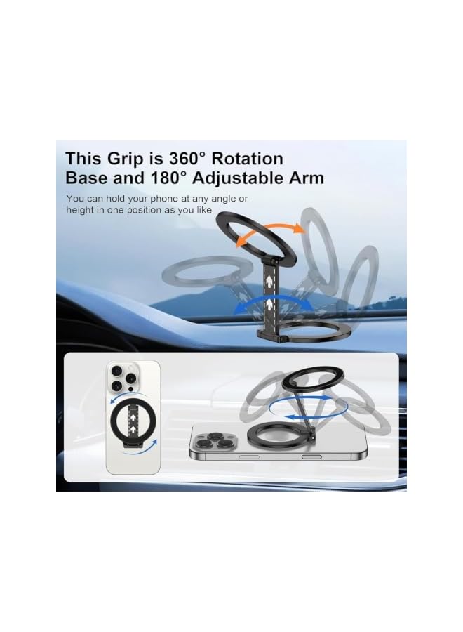 S-TOP Magnetic Phone Ring Holder for Magsafe, Adjustable Finger Grip Works with Magnetic Car Mount, Phone Stand & Kickstand for iPhone 16/15/14/13/12 Pro Max Series - Image 3