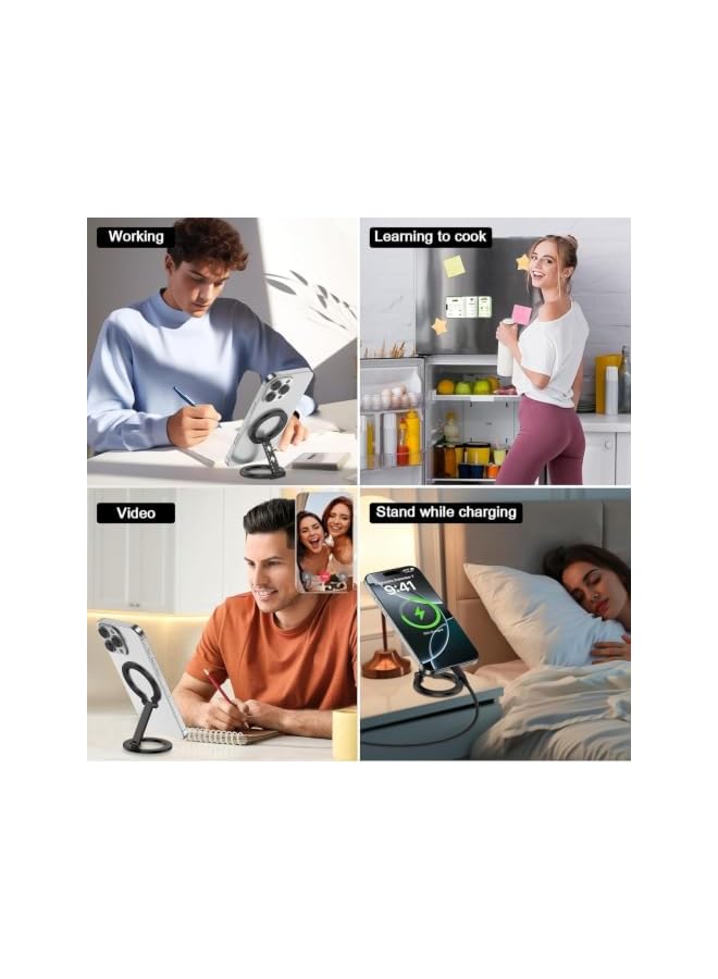 S-TOP Magnetic Phone Ring Holder for Magsafe, Adjustable Finger Grip Works with Magnetic Car Mount, Phone Stand & Kickstand for iPhone 16/15/14/13/12 Pro Max Series - Image 2