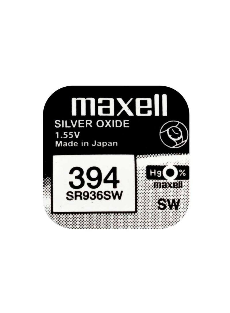 ماكسل 10-Pieces Maxell 394 / SR936SW 1.55V Silver Oxide Hg0% Zero Mercury Batteries - Image 2
