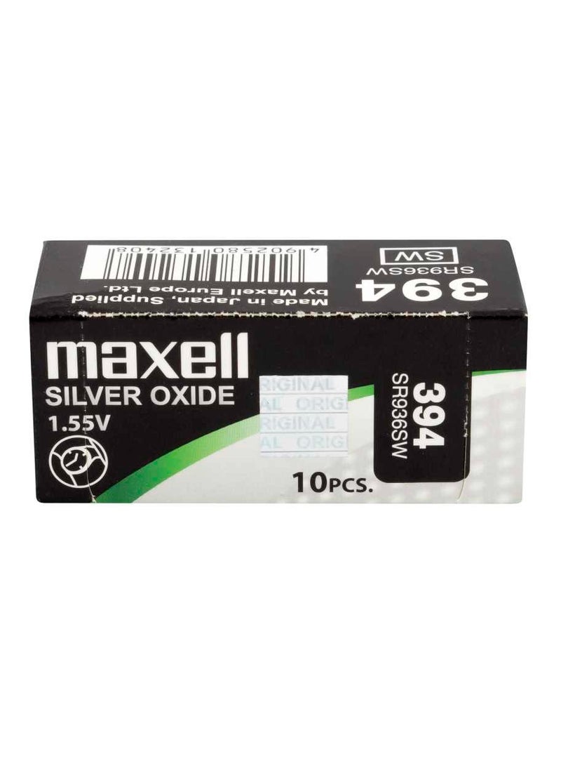 ماكسل 10-Pieces Maxell 394 / SR936SW 1.55V Silver Oxide Hg0% Zero Mercury Batteries - Image 3
