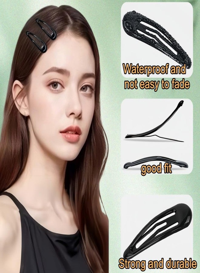 Tesvyns 55 PCS Black Snap Hair Clips Barrettes Water Drop Non Slip Heavy Coated Metal Hair Accessories for Kids Teens Girls Women (2 Inch) - Image 5