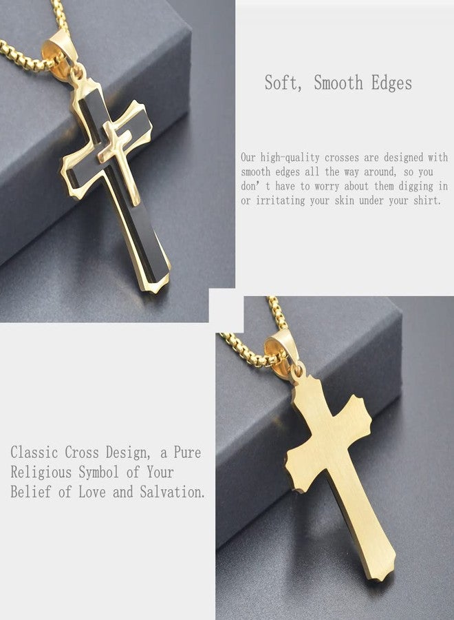 OLEVS Mens Cross Pendant Black and Gold Cross Pendant Big Black Cross Pendant for Women Men Stainless Steel Cross Pendant Mens Cross Pendant Gold Black Metal Cross Pendant - Image 5